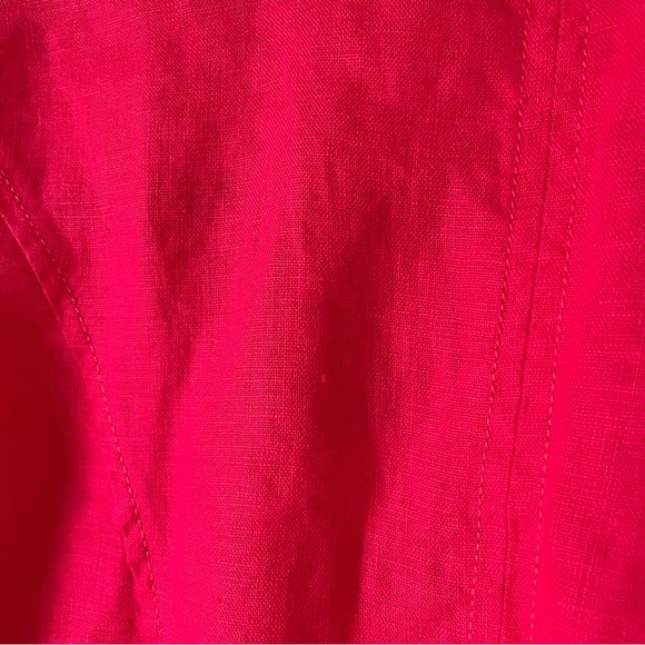 NWT Chico’s hot pink linen flyaway Francesca open front jacket size 0/small - Picture 11 of 12
